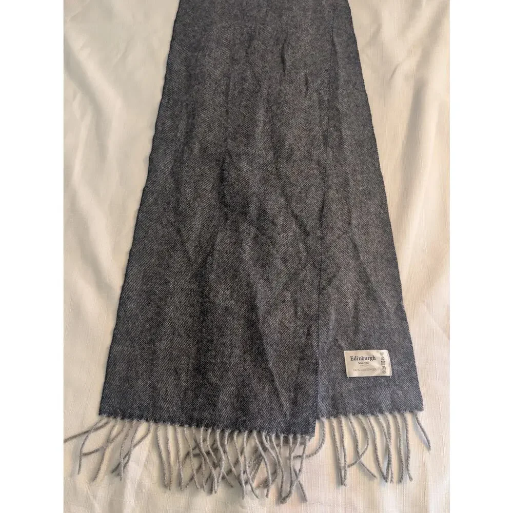 Edinburgh 100% Lambswool Tartan Grey Scarf
